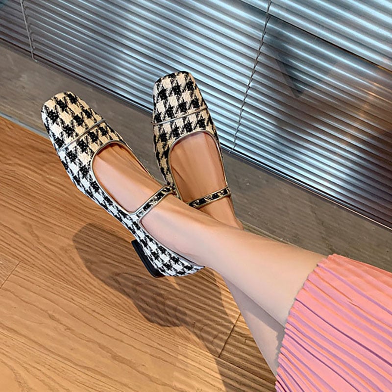 Deena Square Toe Block Heels Mary Jane Shoes