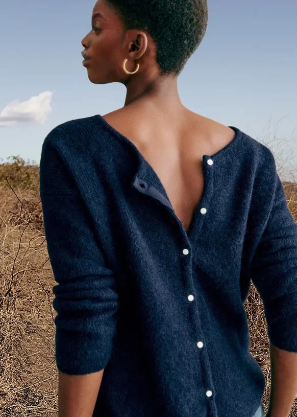 V-Neck Long Sleeve Button Front Knit Cardigan