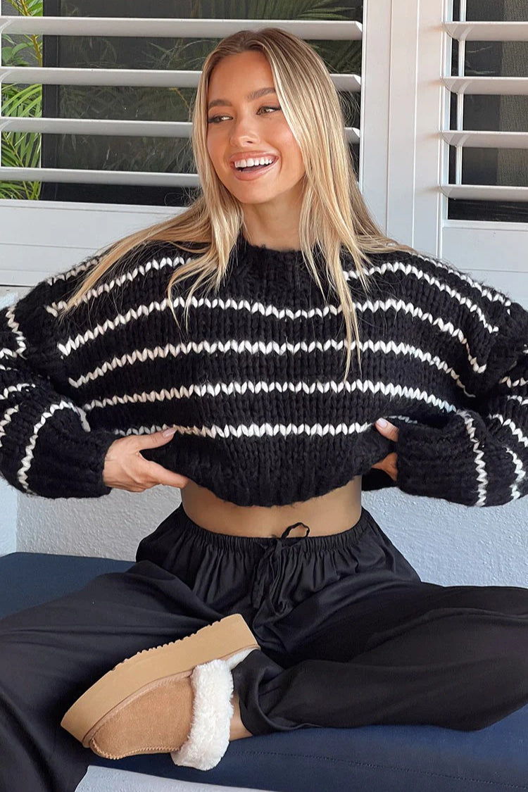 Striped Knit Pullover Sweater