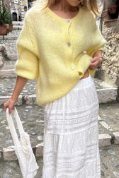 Pastel Mohair Blend Solid Cardigan