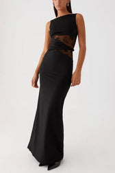 Slim Sheer Lace Paneled Maxi Lace Dress 9