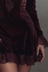 Velvet Lace Trim Mini Dress - View 3