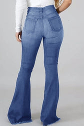 High Waist Ripped Stretch Flare Jeans