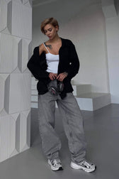 High-Waist Vintage Washed Straight-Leg Denim Jeans