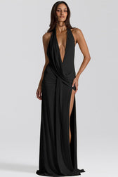 Backless Halter-Neck Maxi Dress
