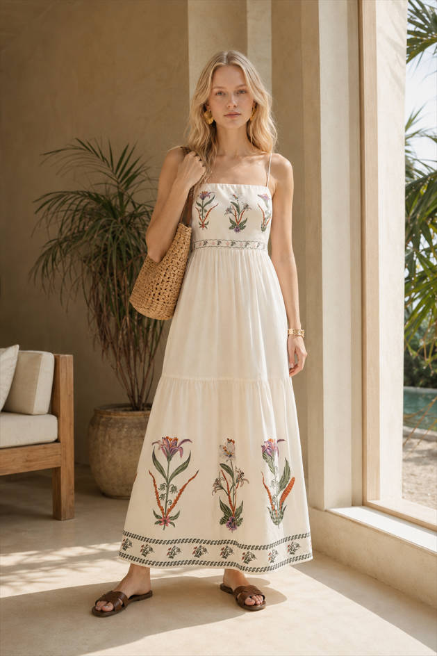 Backless Pleated Floral Dress