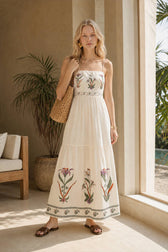 Backless Pleated Floral Dress