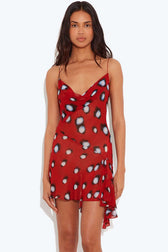 Abstract Spot Print Side Slit Mini Dress