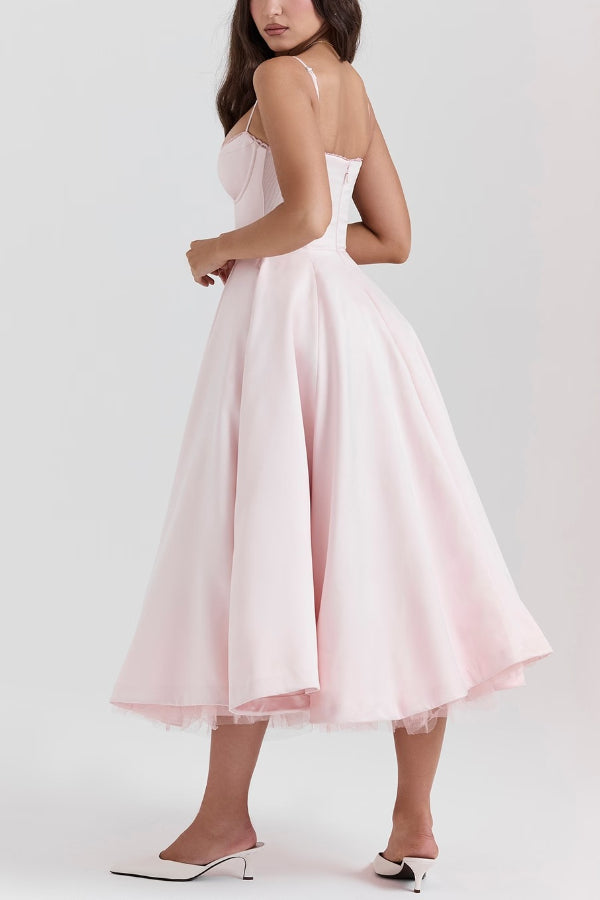 Lorraine Premium Strapless V Neck Sleeveless Tutu Maxi Dress Boutique Edit