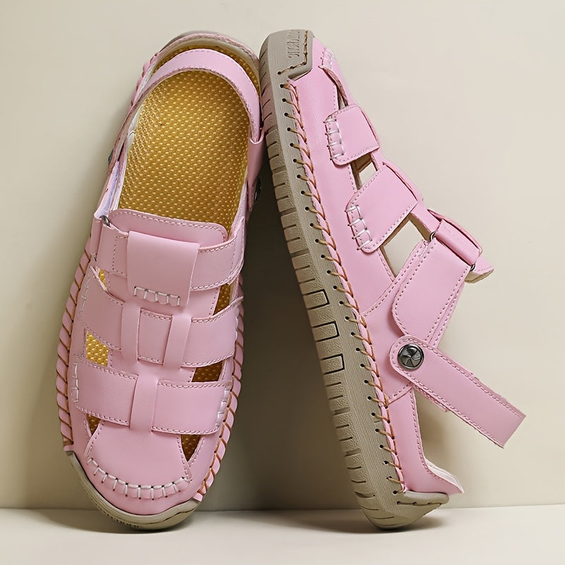 Closed Toe Fisherman Hook and Loop Sandals