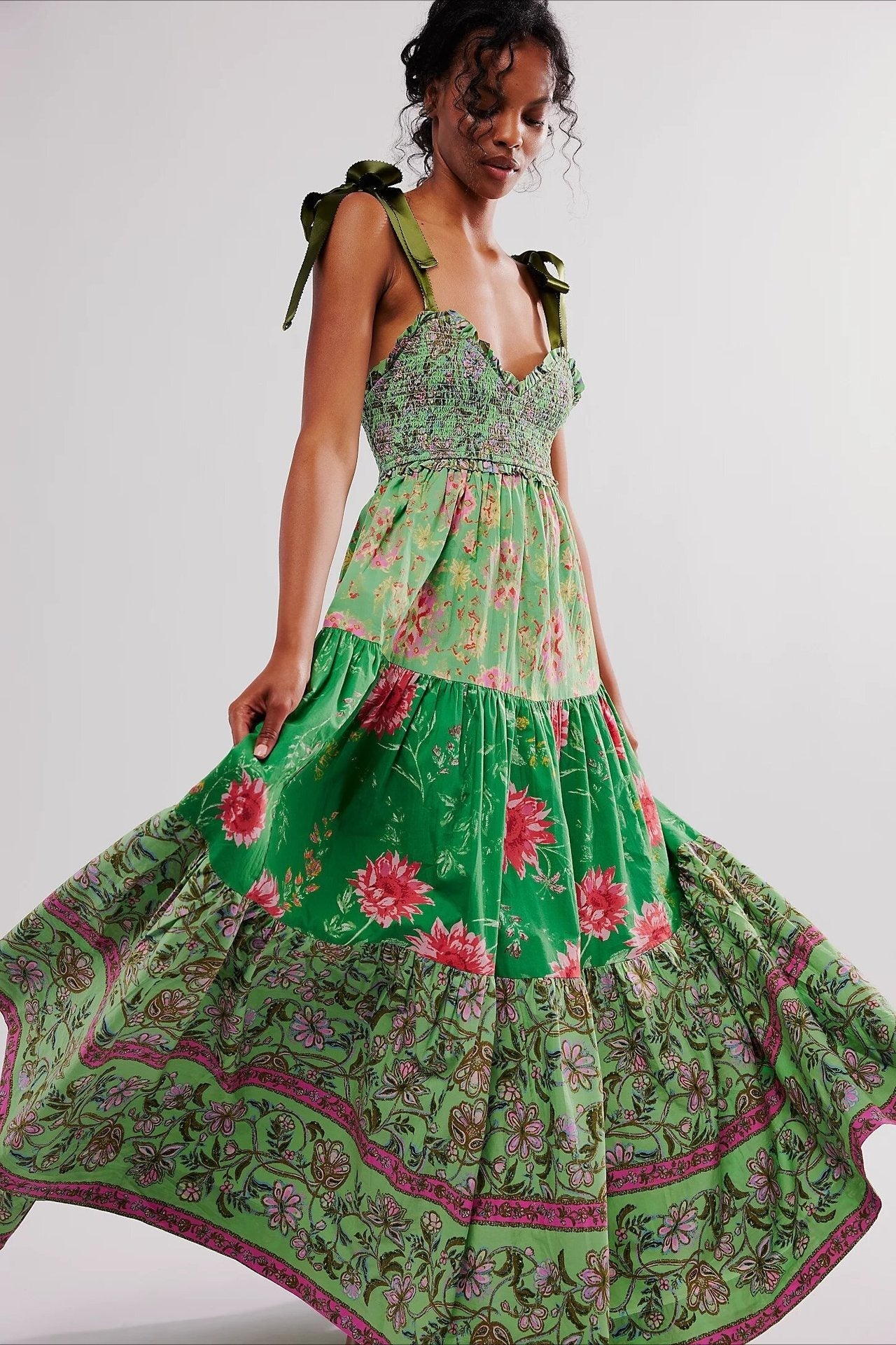 Vintage Print Cami Maxi Boho Dress