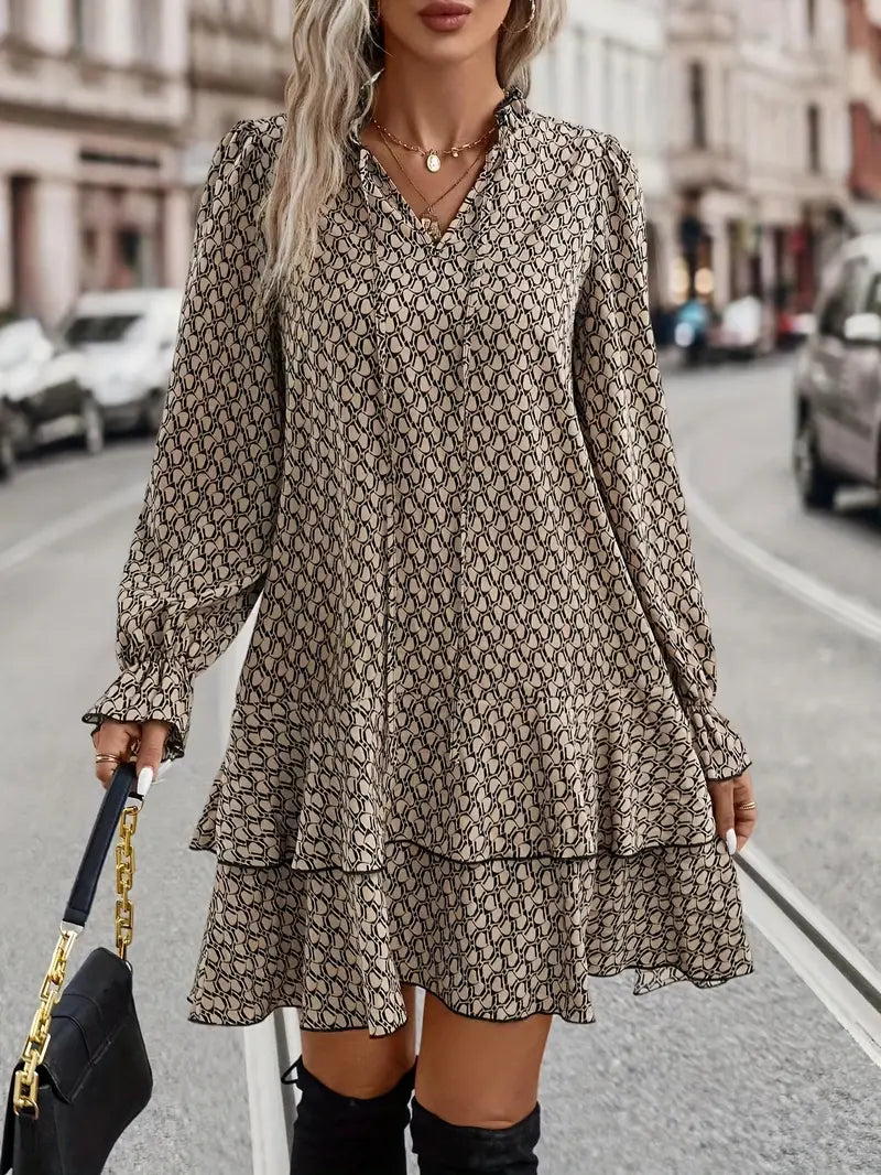 Violeta Womens Long Sleeved Dress with Relaxed Fit and Boutique Fashion Look