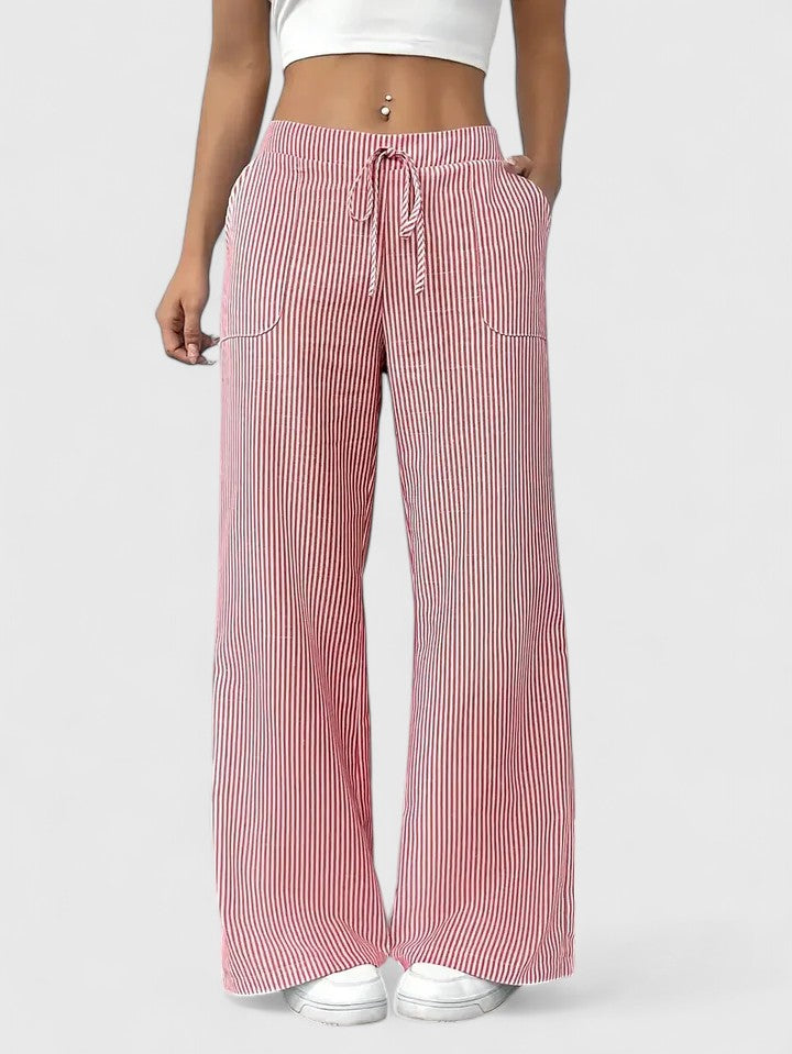 High Waist Striped Wide Leg Pants