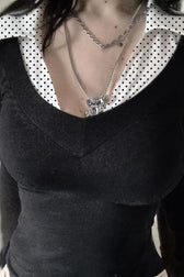 Colorblock Faux Layered Long Sleeve Top