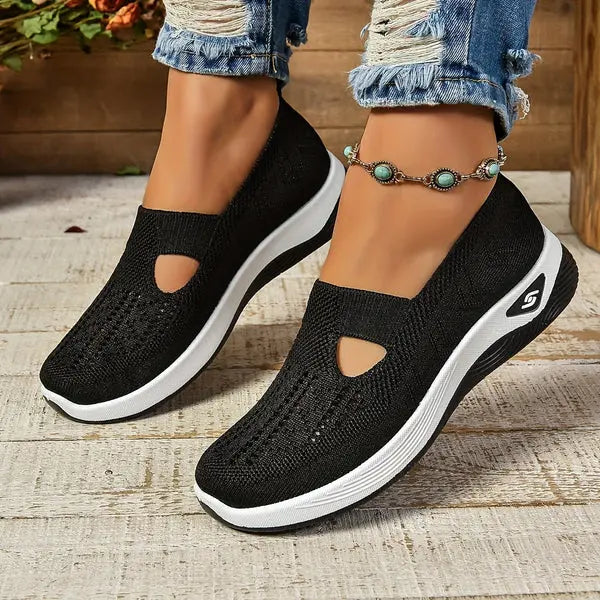 Mesh Knit Slip On Platform Sneakers