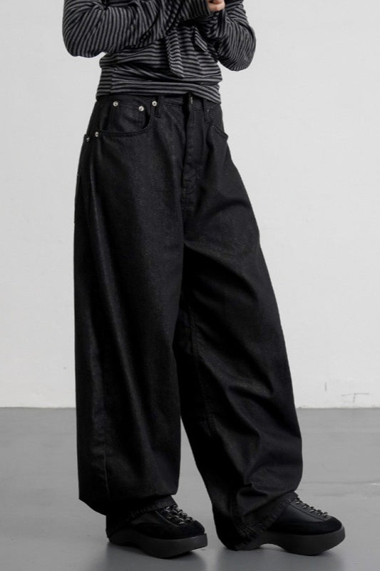 Leopard Cross Studded Wide Leg Jeans