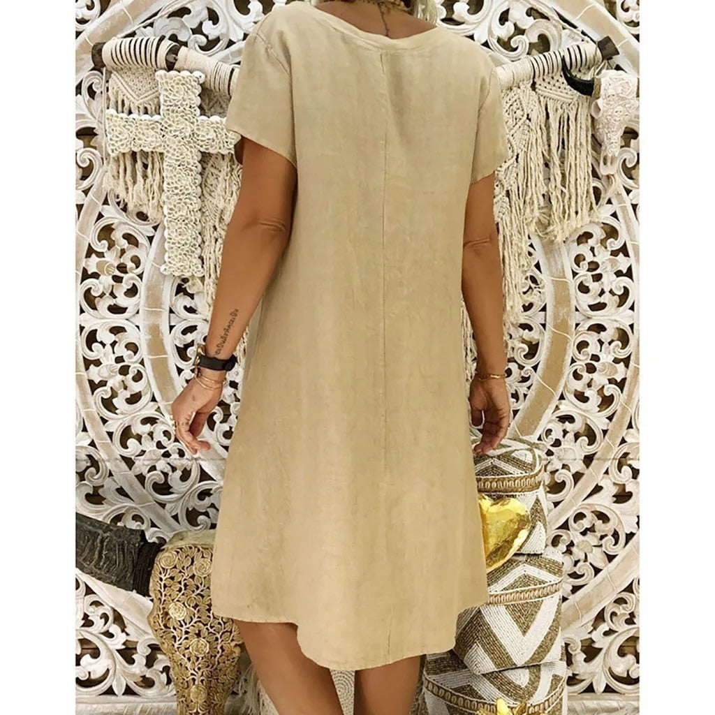 Ingrid Casual, Loose Cotton Dress for Women Brunch Outfit Idea
