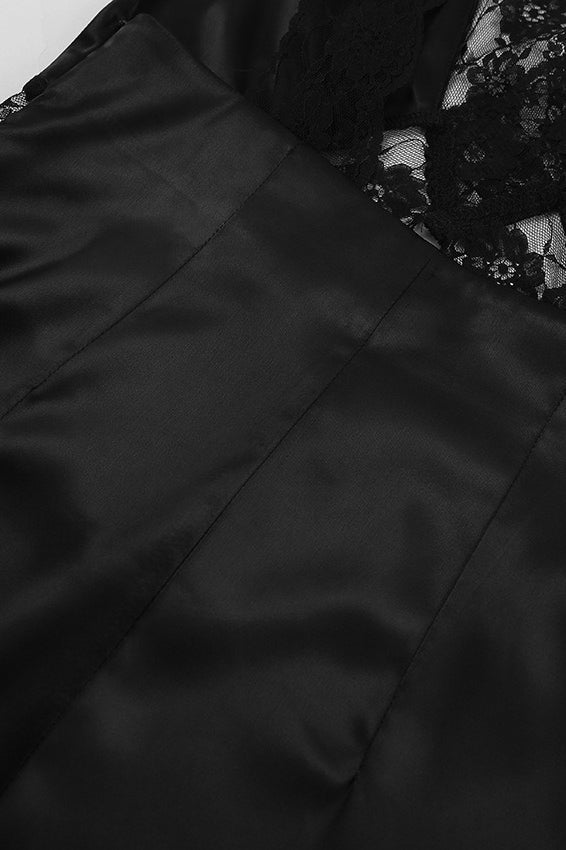 Hollow Out V Neck Mermaid Lace Dress