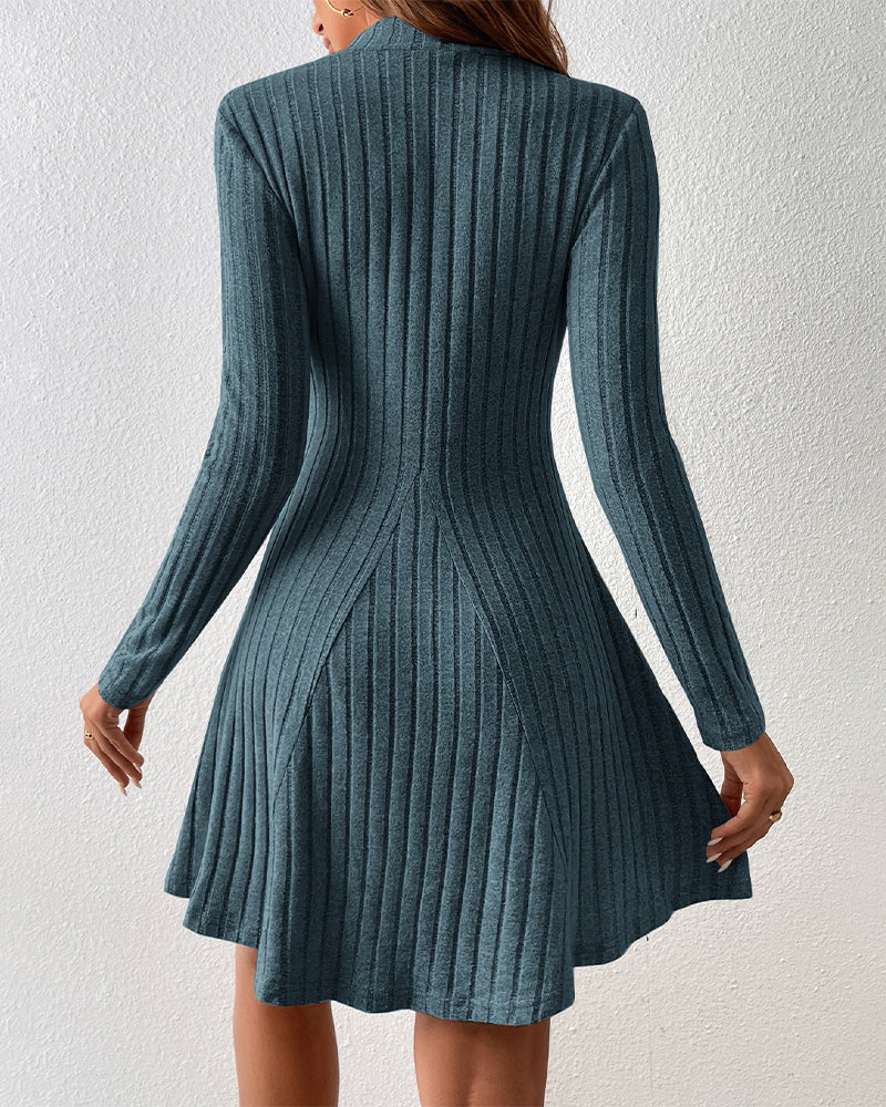 Drusila Dress in Ribbed Fabric with Long Sleeves for Women