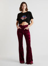 High Waist Velvet Wide Leg Velour Flare Pants
