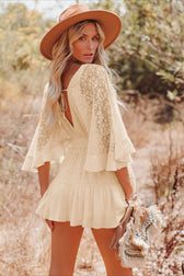 Lace Panel Batwing Sleeve Boho Dress