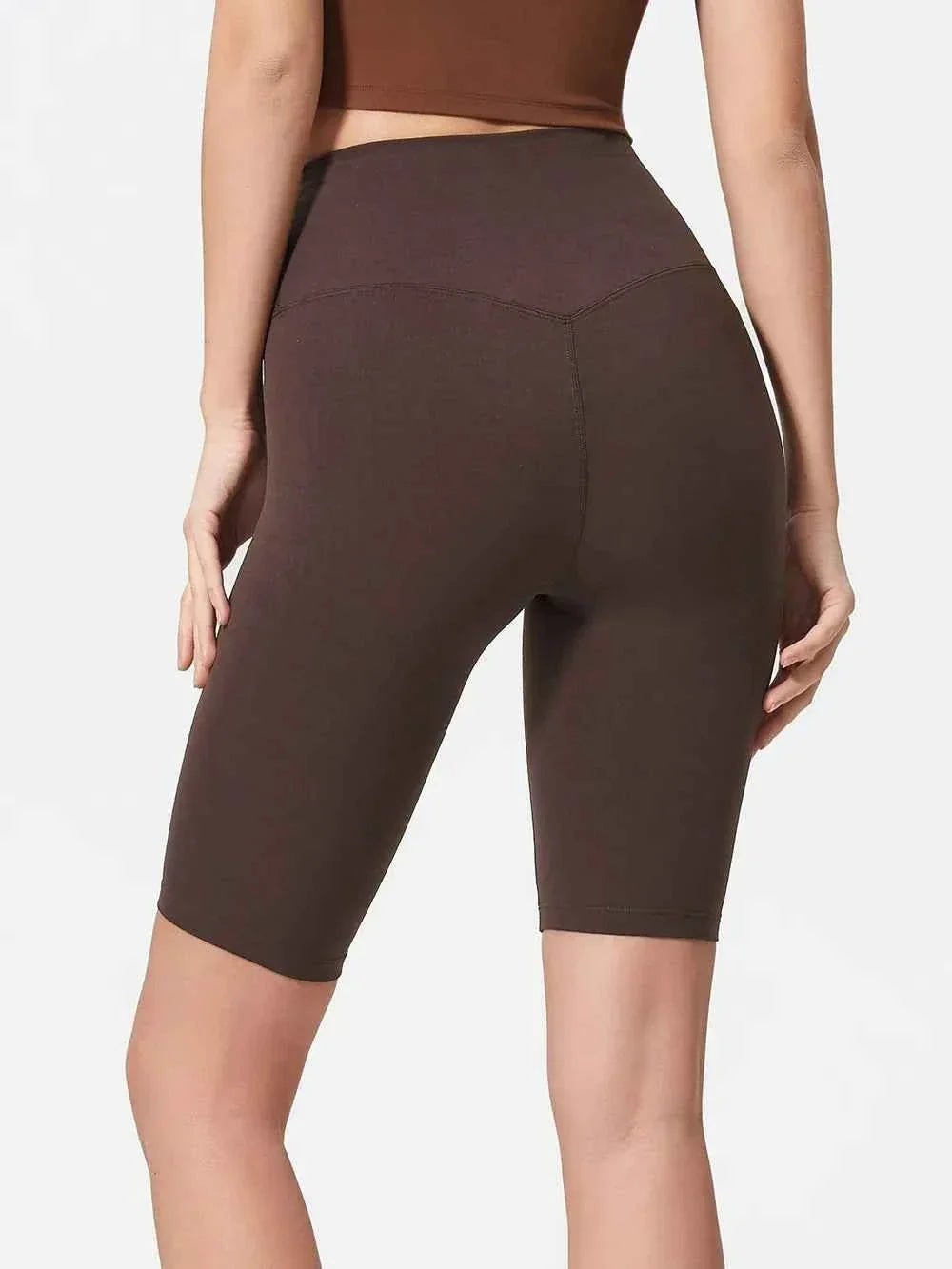 High Waist Wide Waistband Knee Length Active Biker Shorts 2