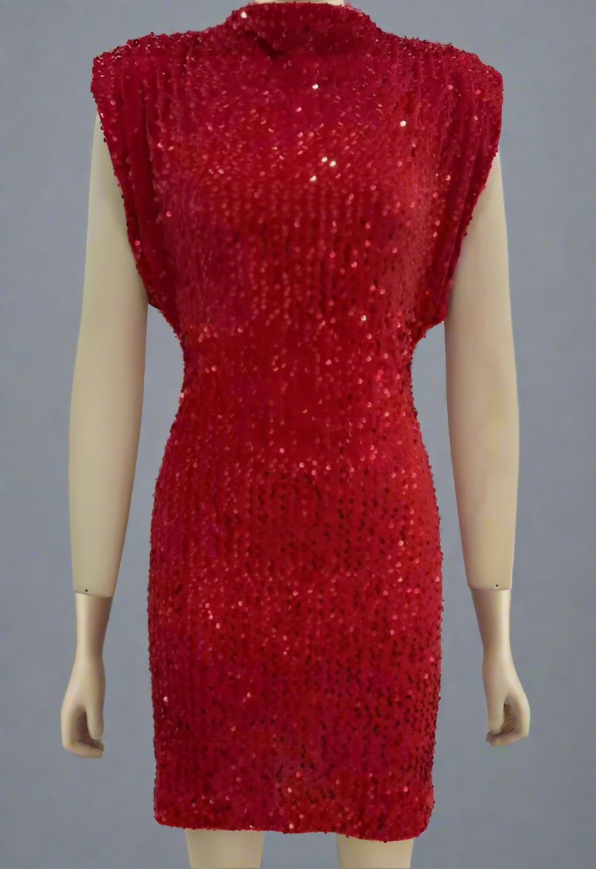 Sequin Crew Neck Cap Sleeve Bodycon Mini Dress 25