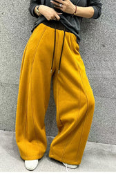 Solid Color Casual Fluid Wide Leg Fleece Sweat Pants
