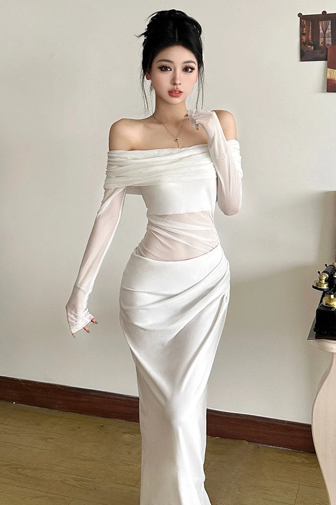 Cutenew Mesh Ruched Maxi Dress 8