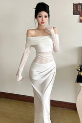 Cutenew Mesh Ruched Maxi Dress 8