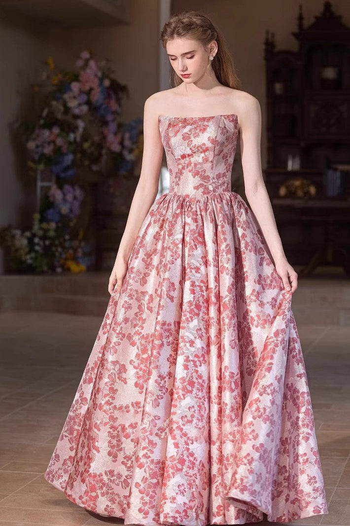 Blush Velvet Ball Gown Prom Dress