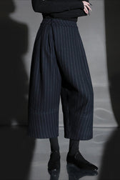 Relaxed Wide Leg Bootcut Wool Ankle Crop Pants