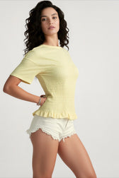 Ruched Waist Puff Hem T-shirts