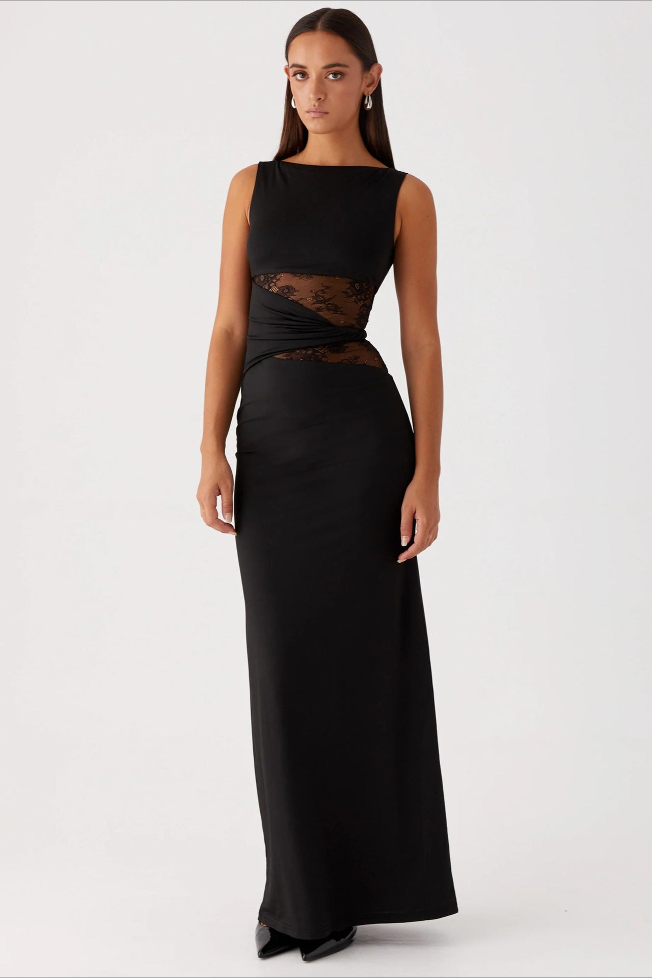 Cut Out Lace Panel Sleeveless Bodycon Dress