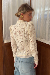 Sheer Lace Long Sleeve Blouse