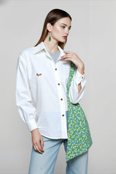 Linen Blend Embroidered Blouse