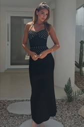 Sexy U Neck Backless Tie Polka Dot Halter Party Dress