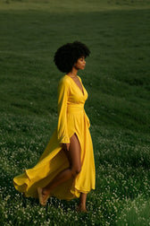 Bohemian Deep V-Neck Split Swing Boho Dress