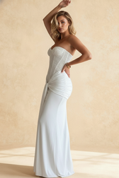 Strapless Backless Ribbon Elegant Formal Dress