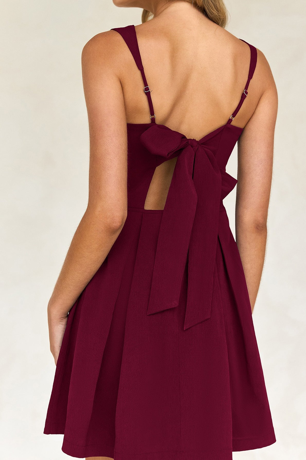 Square Neck Sleeveless Pleated Fit and Flare Mini Dress
