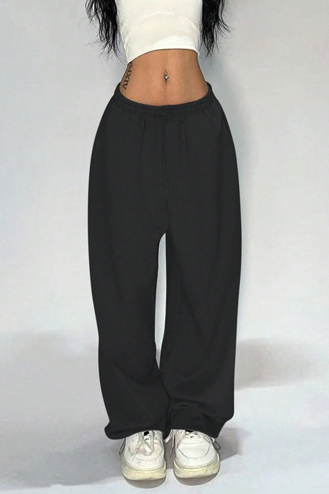 Elastic High Waist Loose Wide Leg Jersey Knit Sweatpants 3