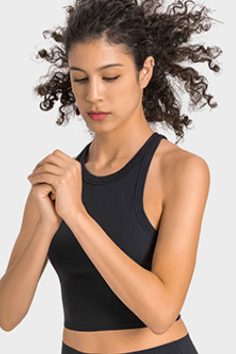 High Neck Seam Detail Cropped Sports Tank Top 12