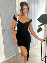 Ruffles Mesh Sleeveless Backless Party Dress 3