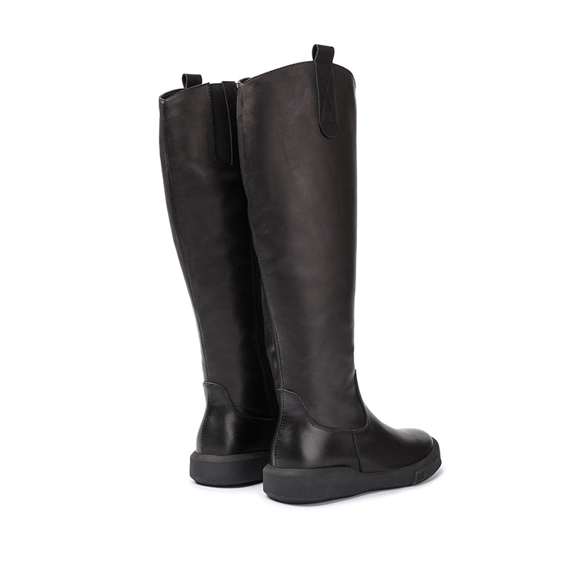 Handmade Soft��Leather Knee High Boots Side Zip Riding Boots in Black