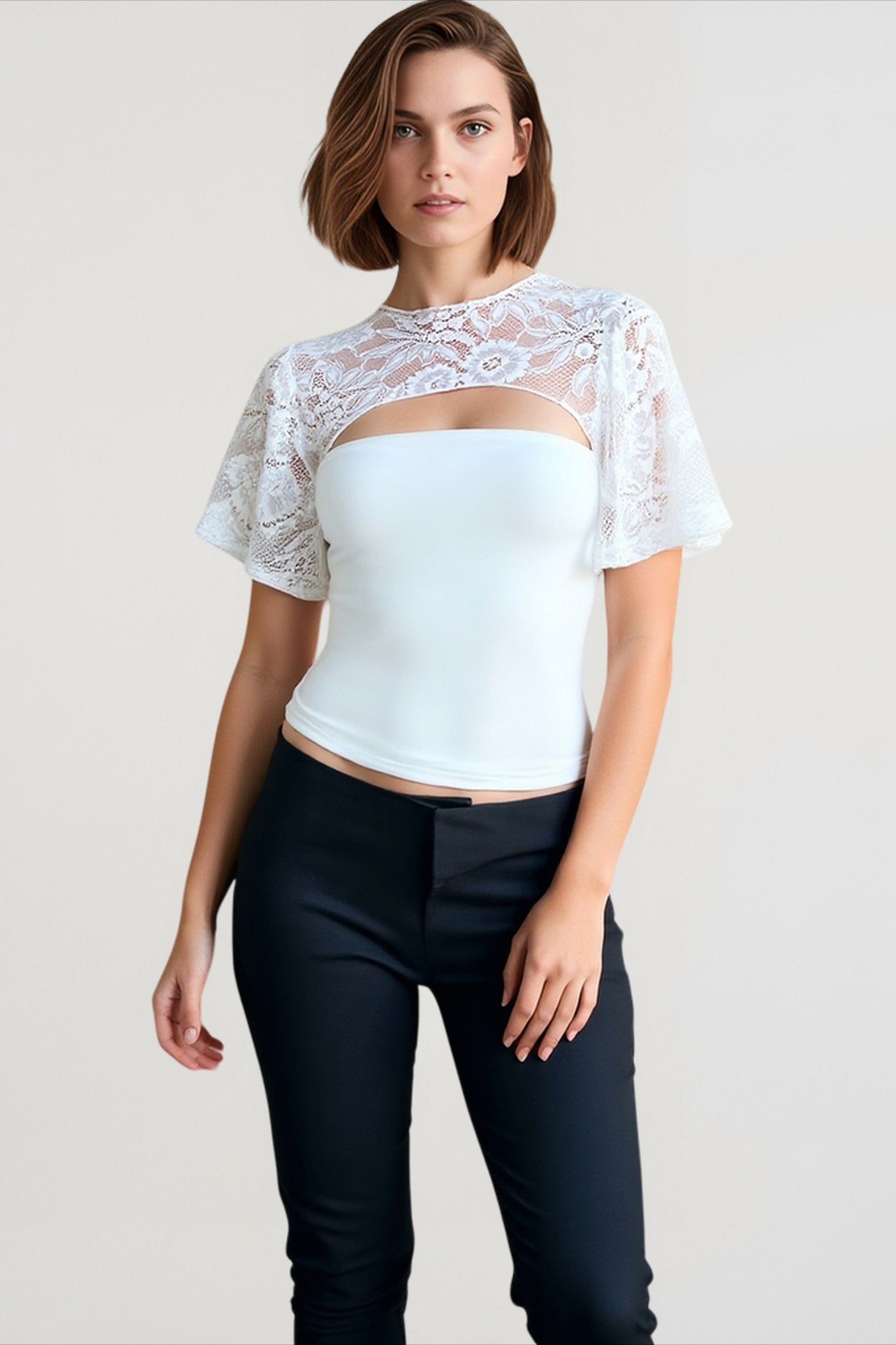 Flared Sleeve Lace Top