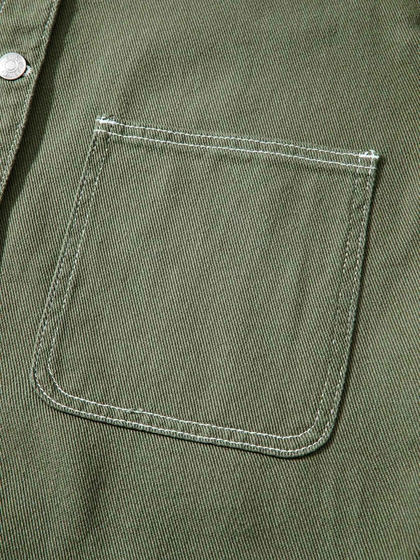 Patched Pocket Collared Button Front Boyfriend Denim Jacket