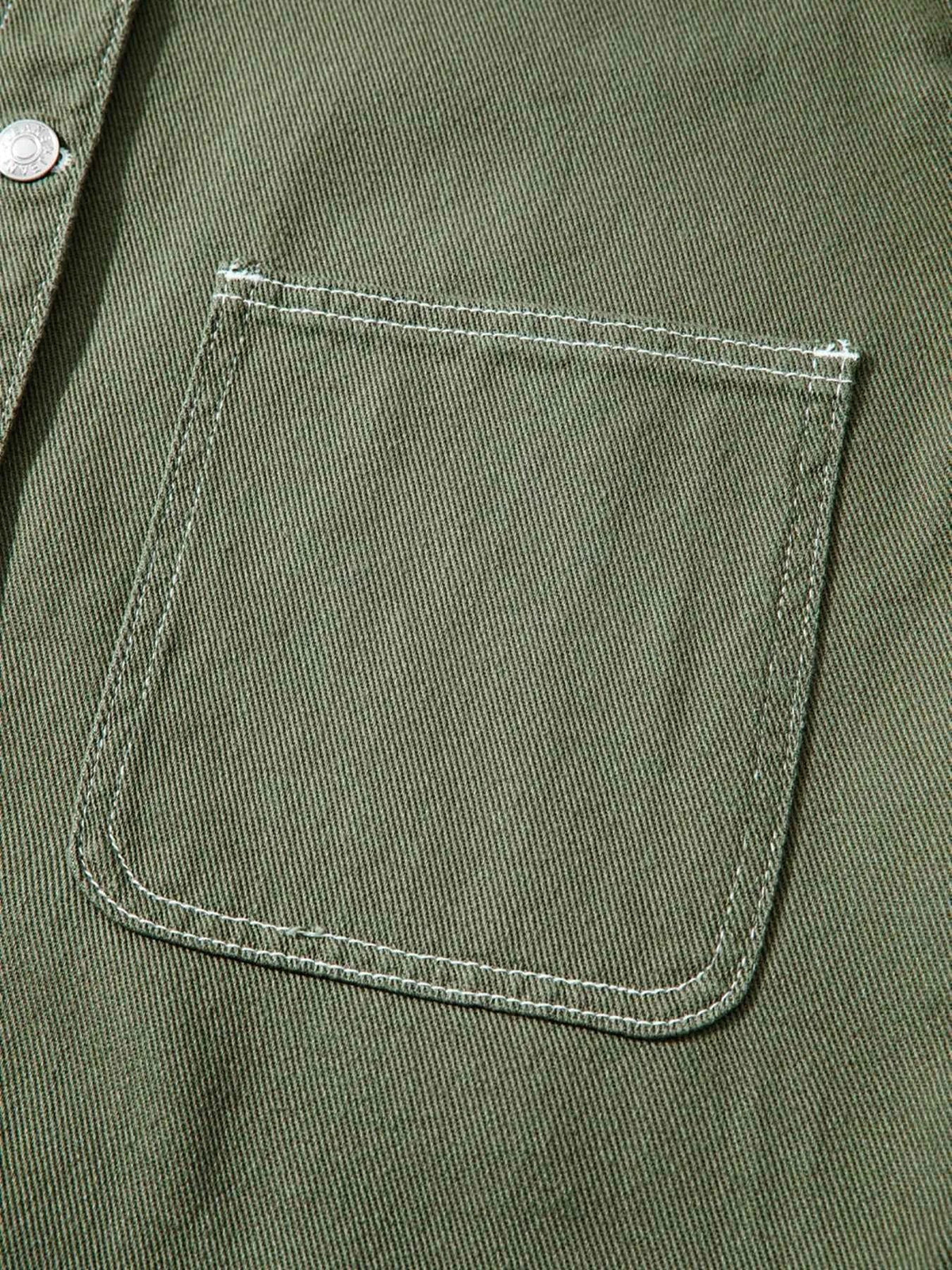 Contrast Stitch Patch Pocket Collared Button Front Oversized Shirt Jacket 12