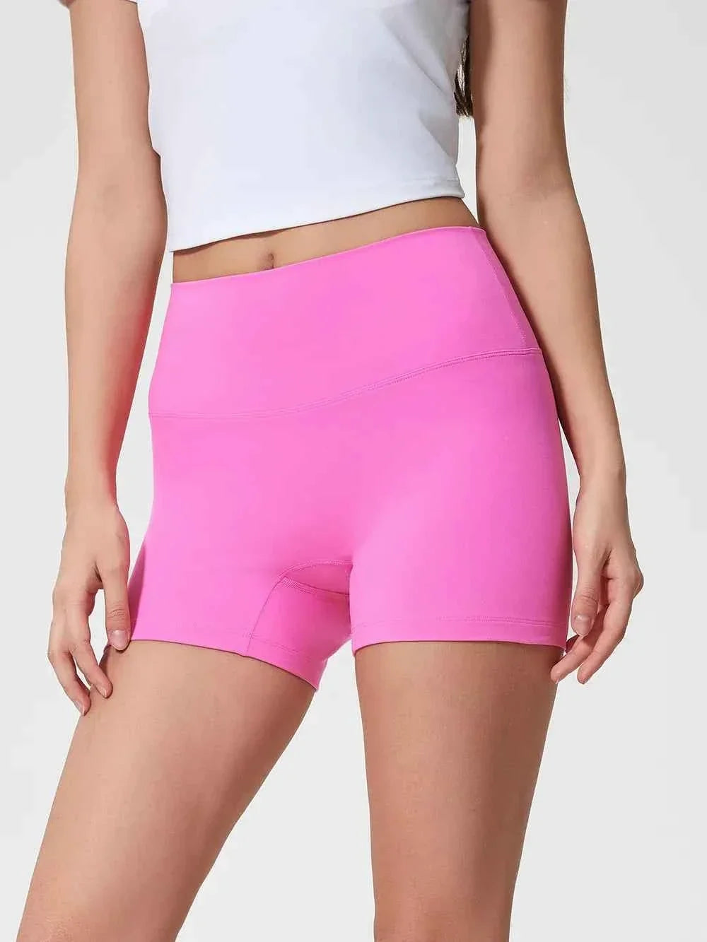 Wide Waistband High Waist Fitted Stretch Active Shorts 28