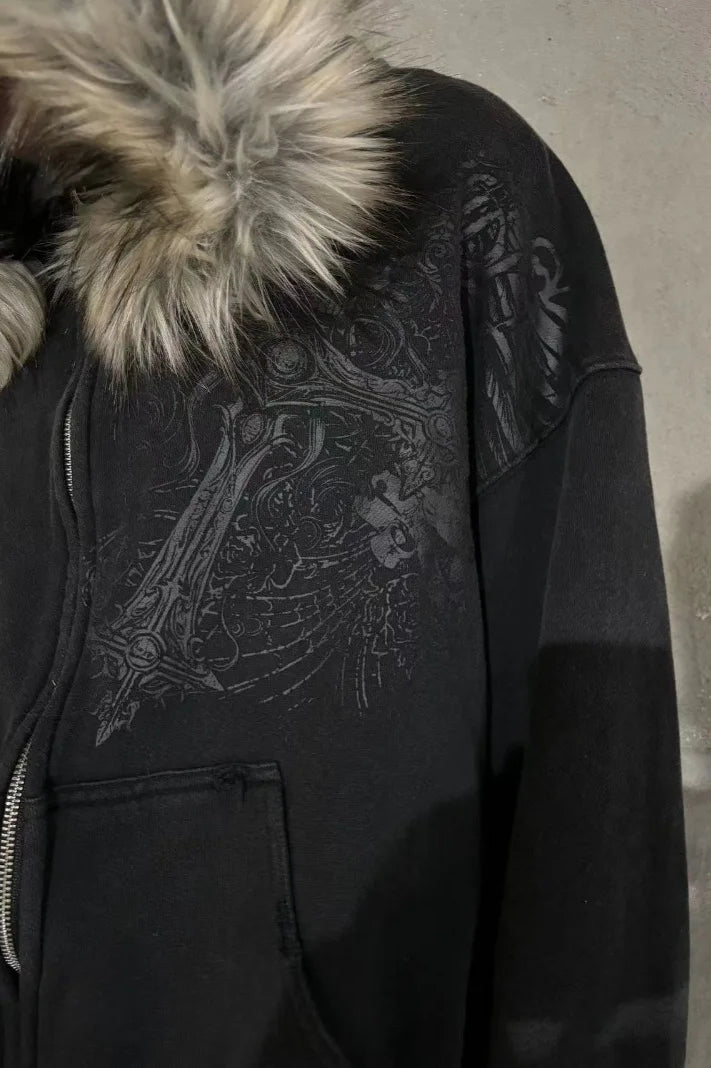 Gothic Skeleton Zip Up Hoodie