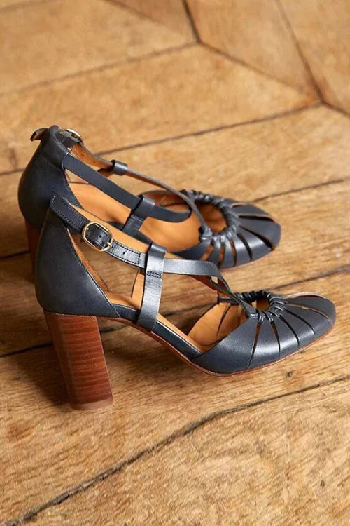 Multi Cross Strap Chunky High Heel Sandals